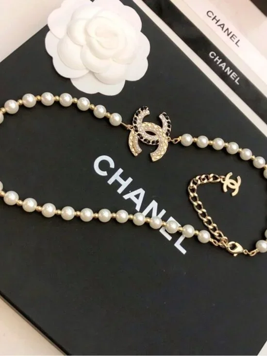 Chanel Pearl & Gold-Tone CC Logo Necklace - Picture 2 of 5